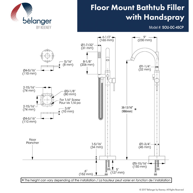 Keeney Manufacturing Company Single Handle Floor Mounted