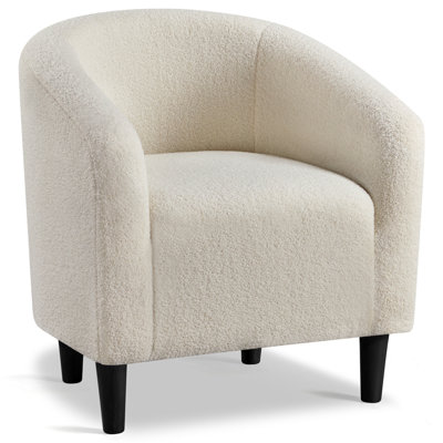 27”Wide Upholstered Solid Wood Barrel Accent Club Chair