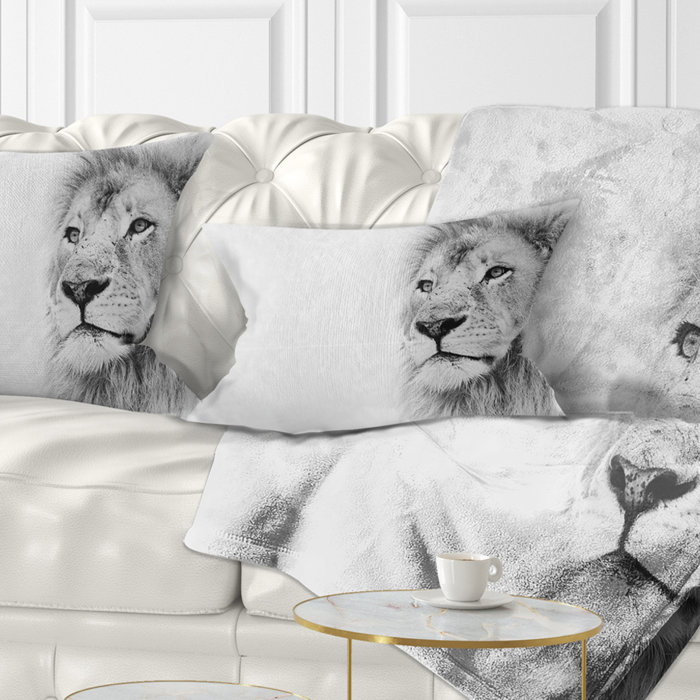 East Urban Home Animal Lion Face On Card Banner Lumbar Pillow