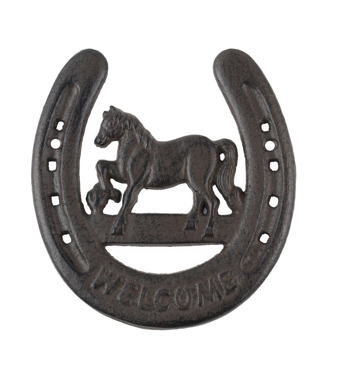 Millwood Pines Terri Welcome Horseshoe Metal Horse And Shoe Man