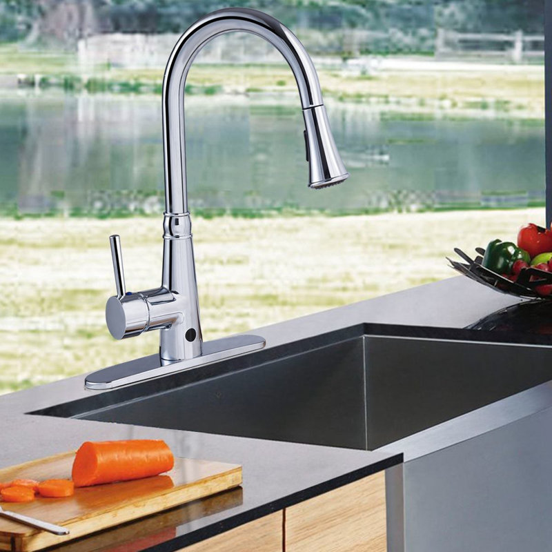 Dimakai Pull Down Touchless Single Handle Kitchen Faucet ...