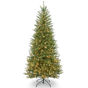 Slim Fir 7.5' Hinged Green Artificial Christmas Tree with 600 Clear Lights