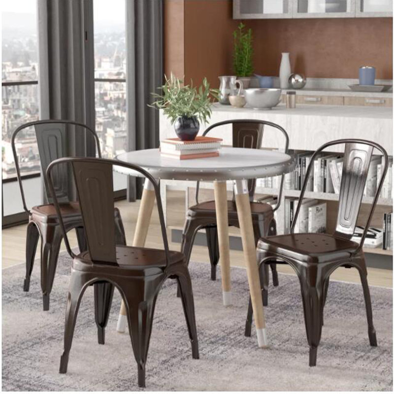 Williston Forge Bretagne Metal Queen Anne Back Stacking Side Chair In Antique Bronze Wayfair