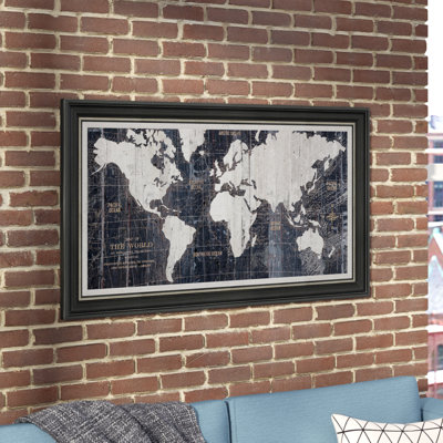 Mehdi Old World Map Blue - Picture Frame Print on Canvas