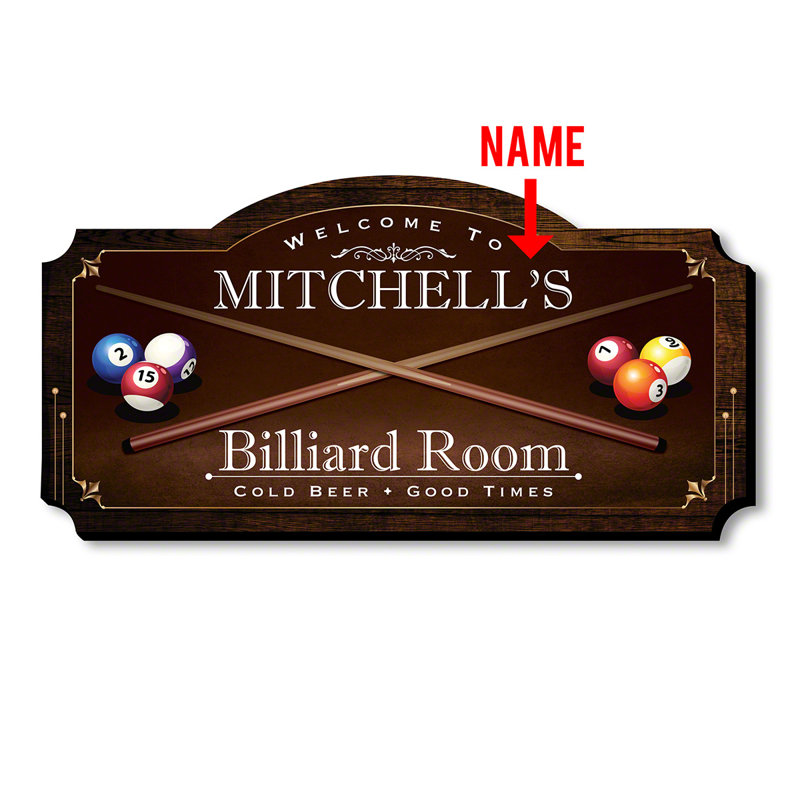 Winston Porter Swineford Billiard Room Personalized Wood Home Sign
