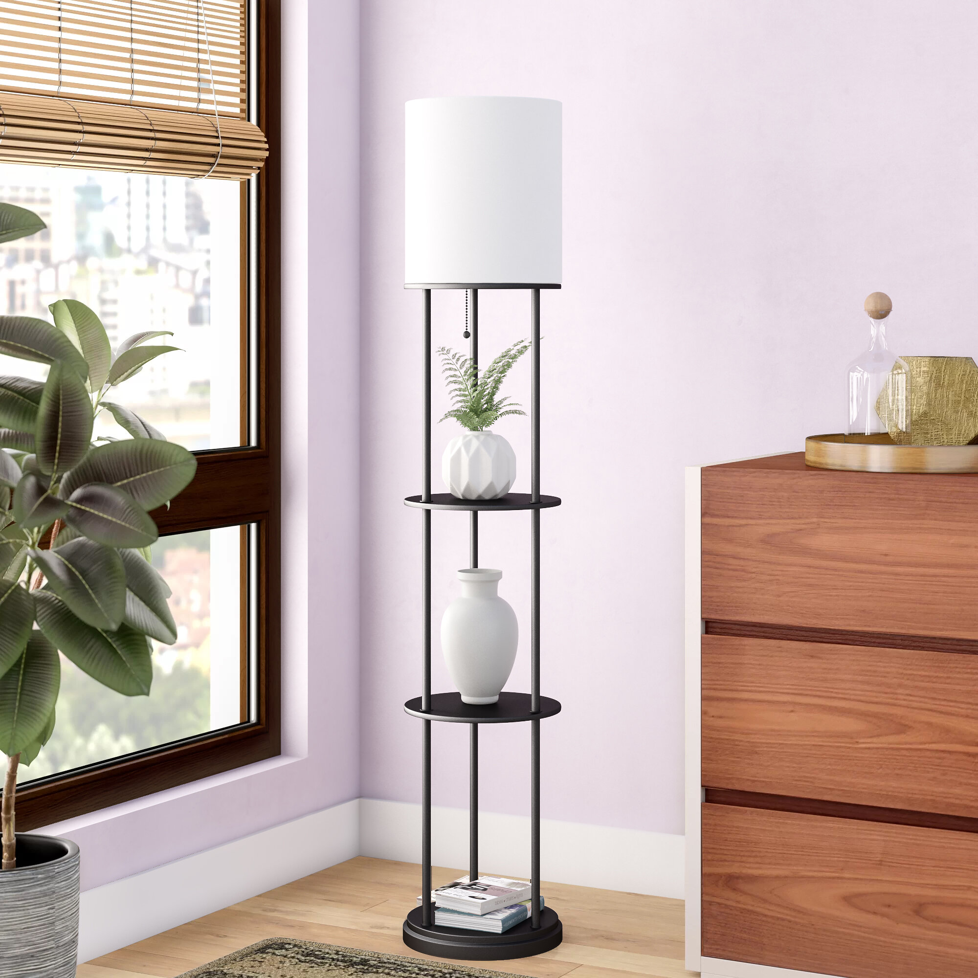 column floor lamp with shelves