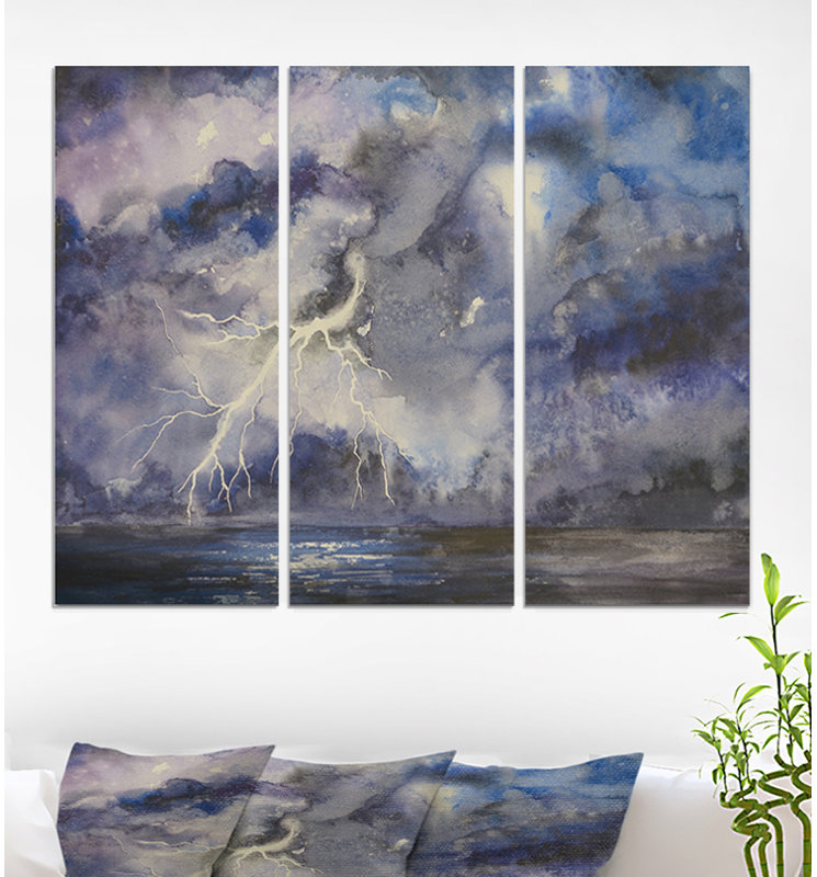 East Urban Home Stormy Dark Night Sky Graphic Art Print Multi