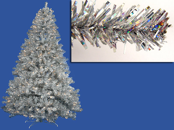 7 sparkling silver full artificial tinsel christmas tree with clear lights - Silver Tinsel Christmas Tree 7 sparkling silver full artificial tinsel christmas tree with clear lights - Silver Tinsel Christmas Tree