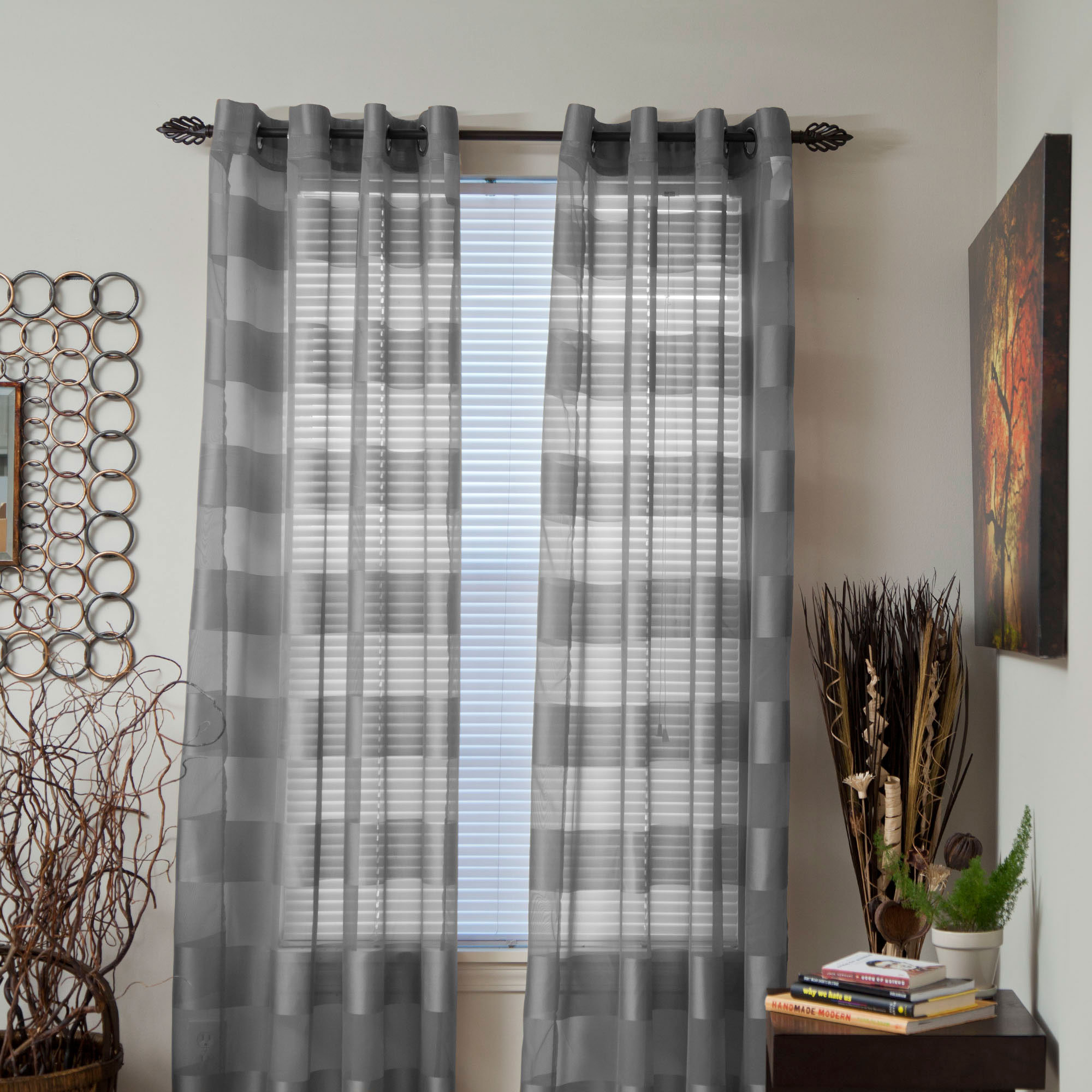 Plyh Bold Striped Sheer Grommet Single Curtain Panel Reviews