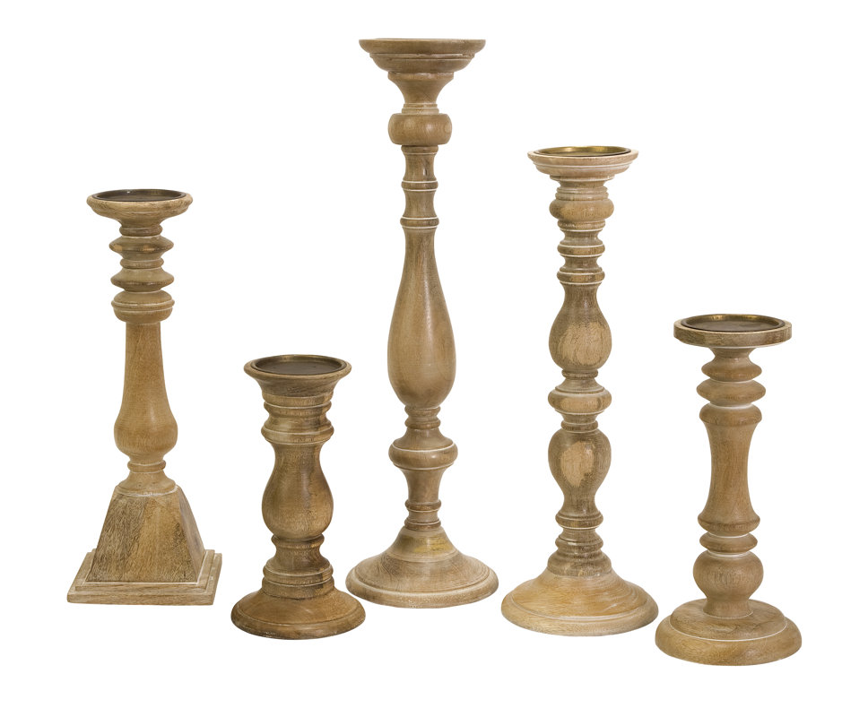 5-Piece Turned Candleholder Set