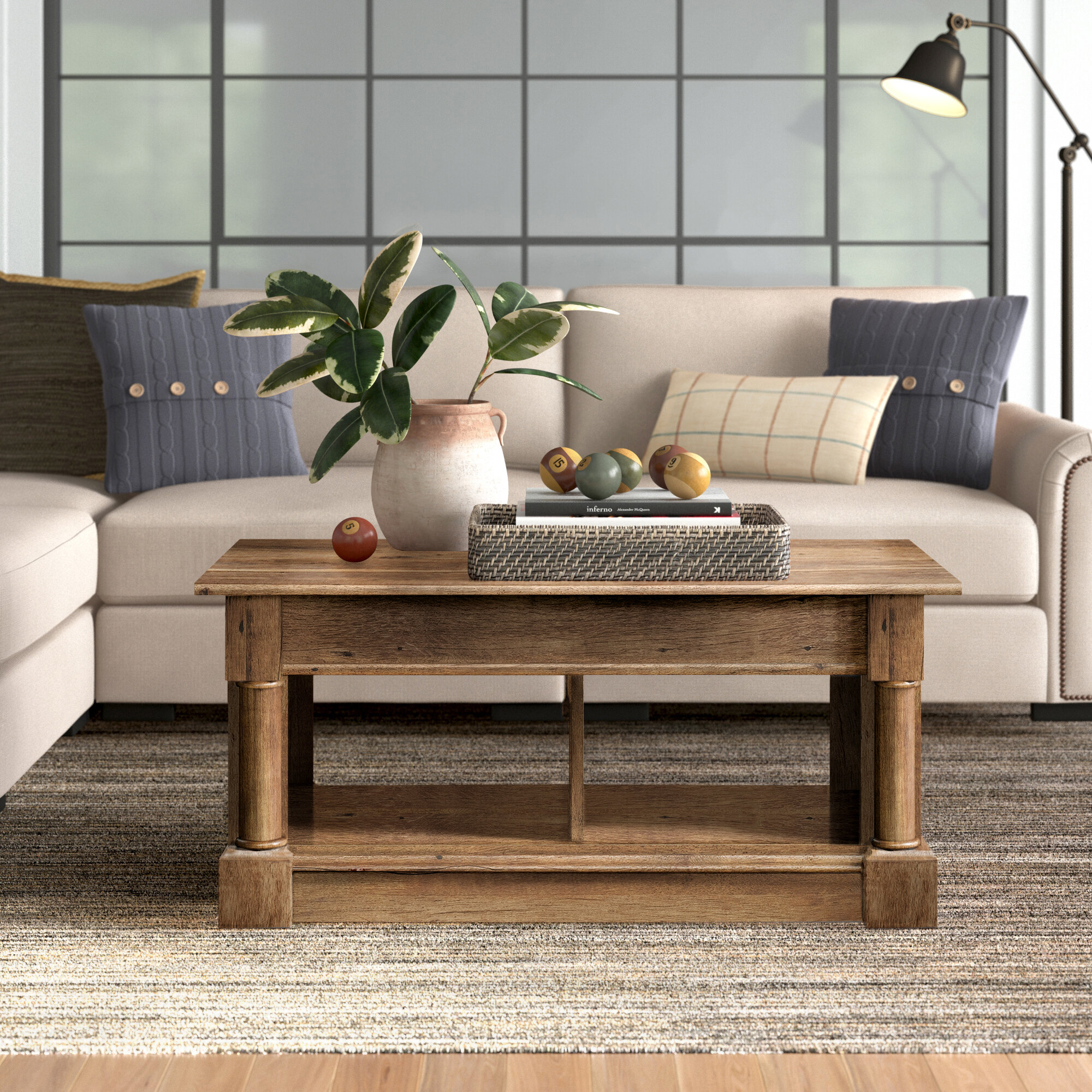 alcott hill oyama solid wood coffee table