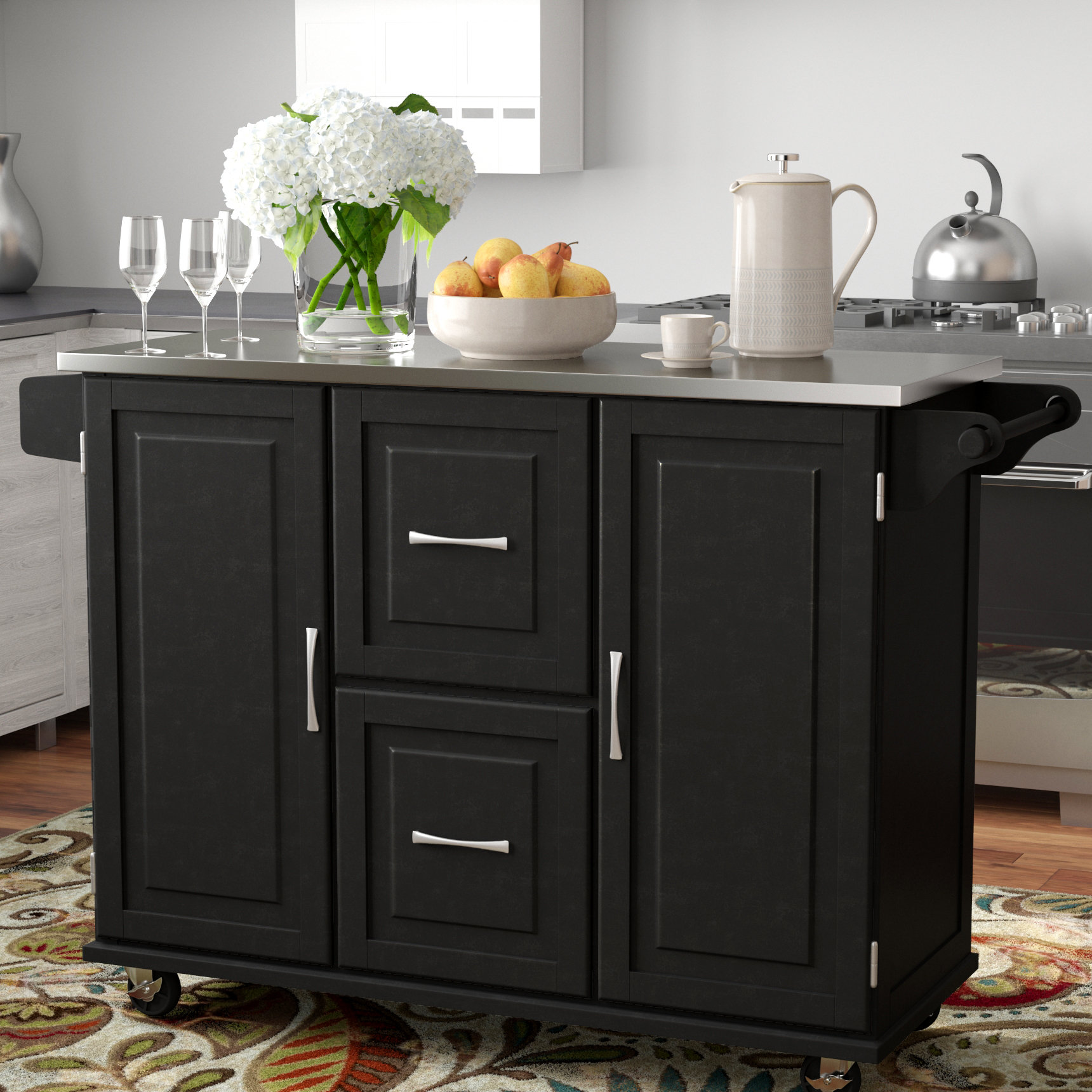 Red Barrel Studio Lomas Kitchen Island With Stainless Steel