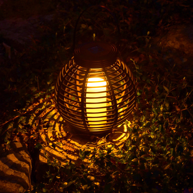 Lumabase Black Solar Powered Led Outdoor Lantern With Electric