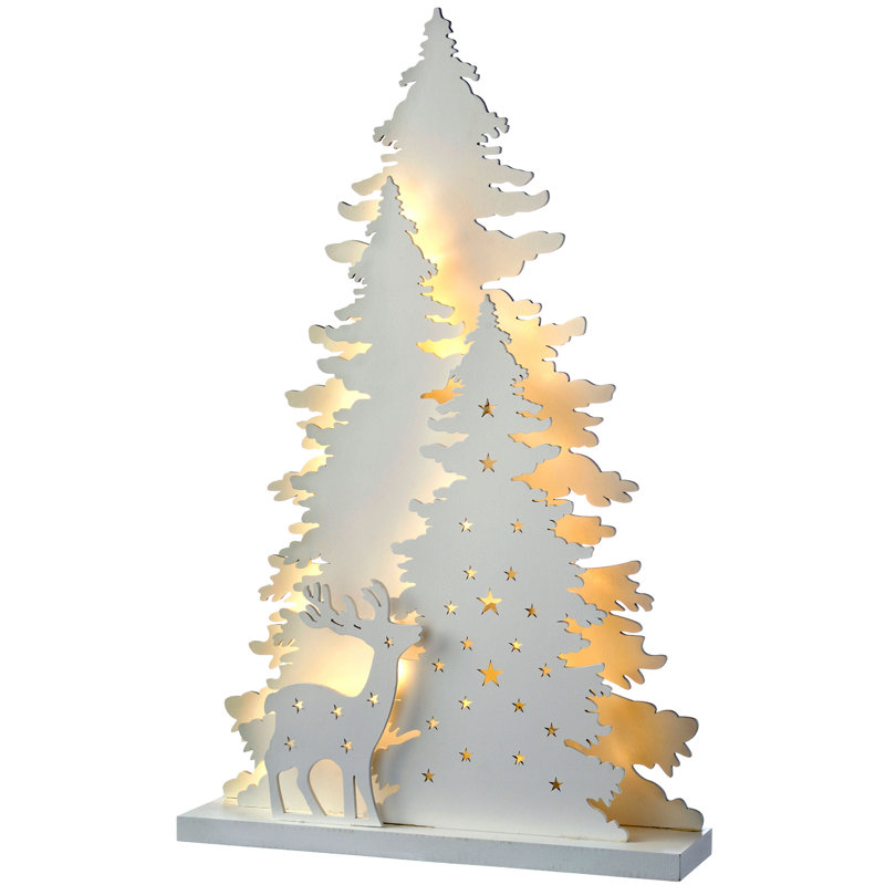 The Seasonal Aisle Pre Lit Tree And Reindeer Scene Wood Table