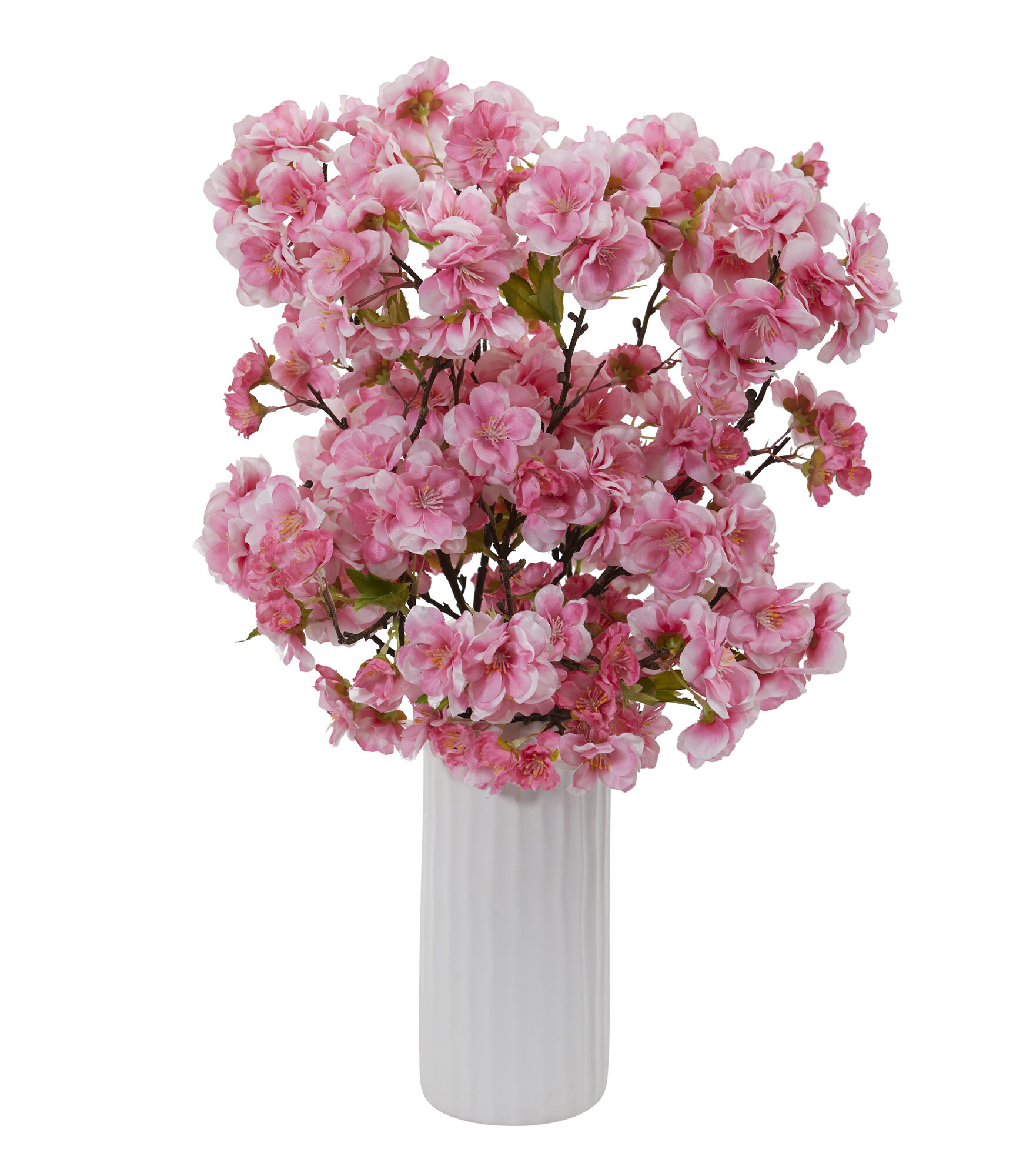 HEMOTON Artificial Plum Blossom in Vase Plastic Cherry Flowers Sushi Table Centerpieces for Kitchen Garden Indoor Decor Pink 