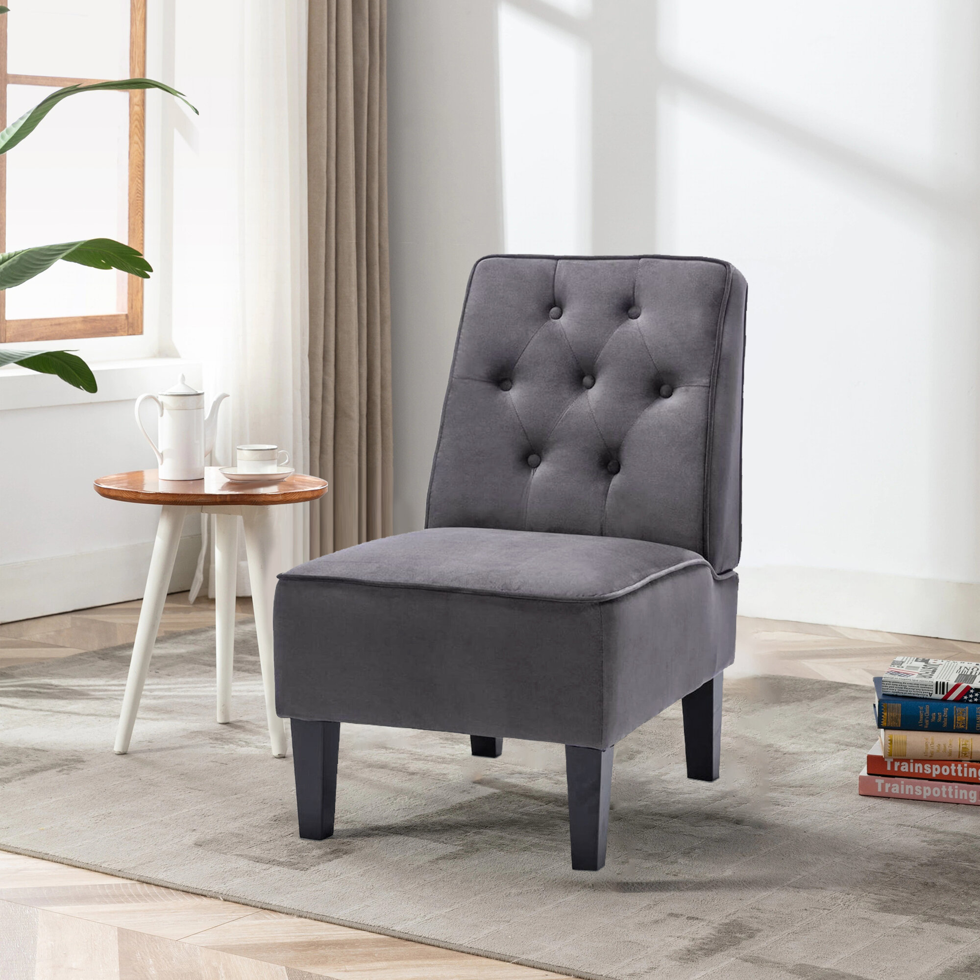 wayfair accent chairs grey