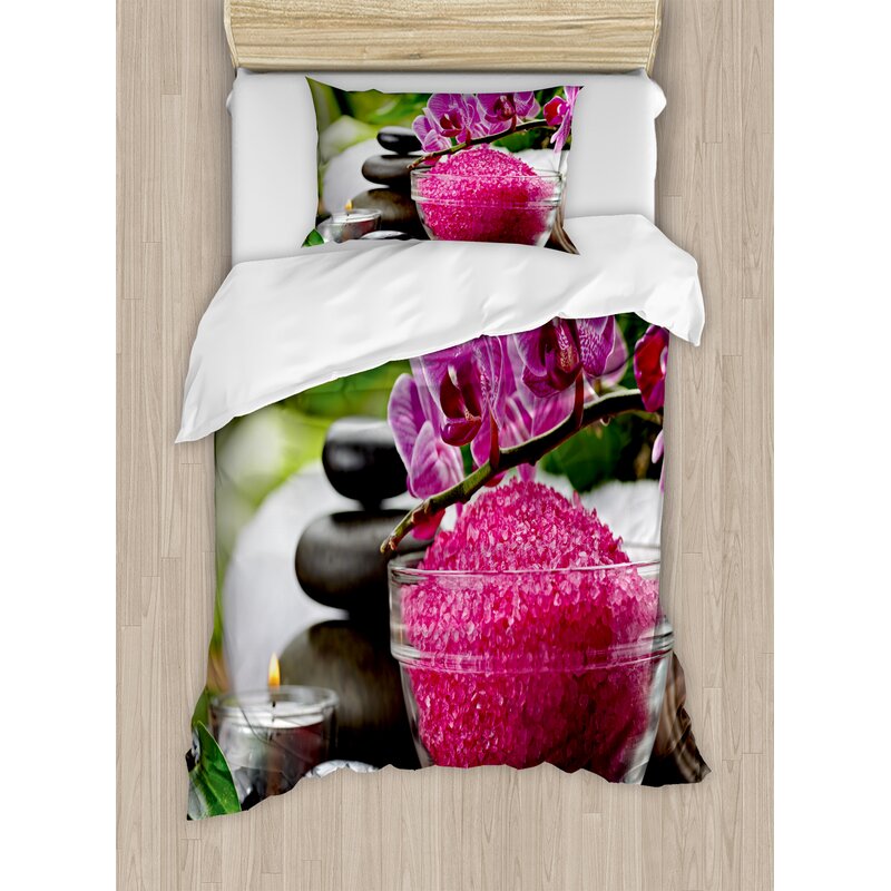 East Urban Home Spa Zen Stone Triplets With Asian Type Orchids And