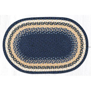 BRAIDED HAND STENCILED OVAL PATCH AREA RUG By EARTH RUGS--SEA TURTLE 