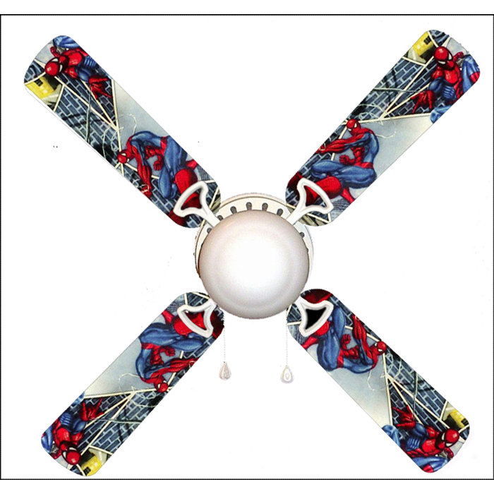 888 Cool Fans 42 Spiderman Superhero 4 Blade Ceiling Fan Light