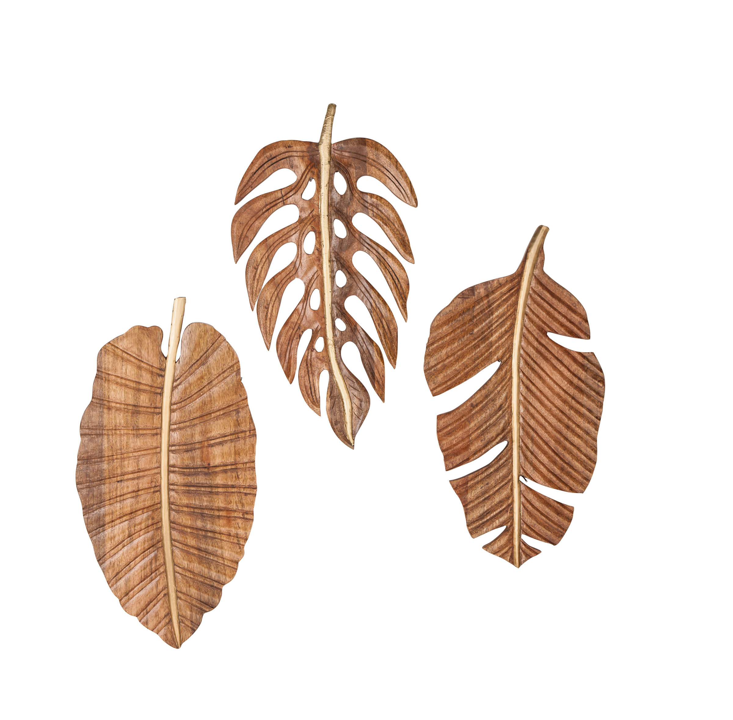 Bayou Breeze 3 Piece Carved Leaf Wood Wall Decor Set Wayfair Ca
