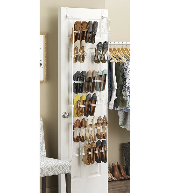 Premier Over Door 4 Tier Grey Hanging Organiser Clothes Storage Shoes Holder 