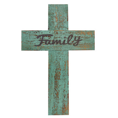 Family on Distressed Wood Hanging Wall Cross