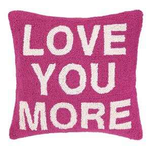 Love You More Square Hook Wool Throw Pillow