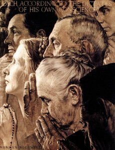 'Freedom Of Worship' by Norman Rockwell Painting Print on Wrapped Canvas