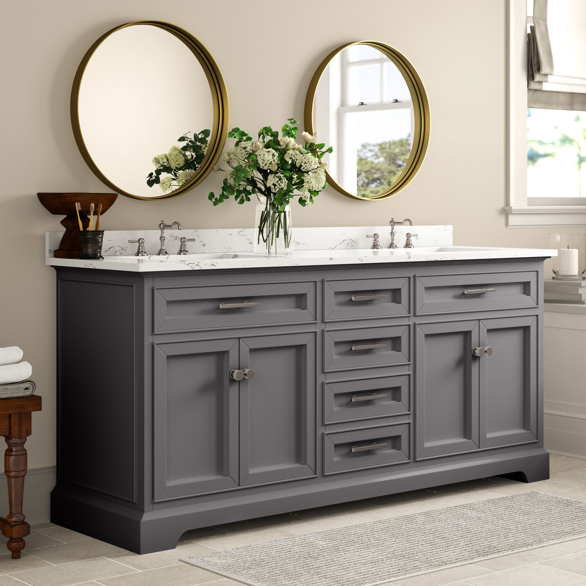 Three Posts Currahee 72 Double Bathroom Vanity Set Reviews Wayfair