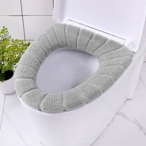 2 Pcs Toilet Seat Cushion Cute Washable Thick Plush Soft Self Adhesive Household 