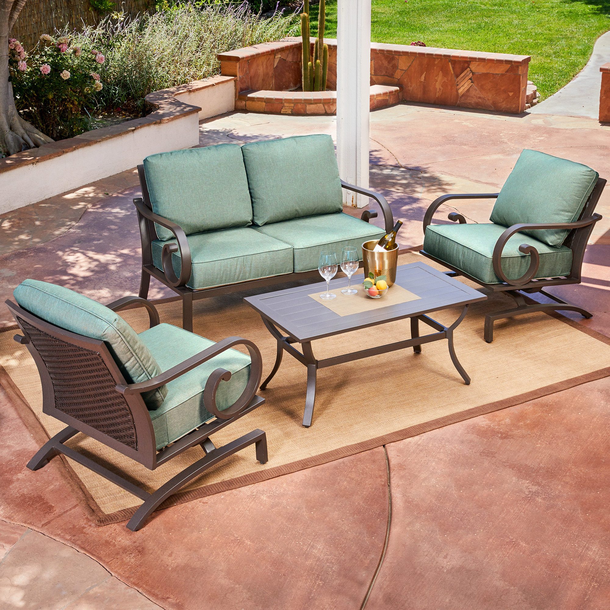 Kingston Seymour Milano 4 Piece Sofa Seating Group Set With Cushions Birch Lane