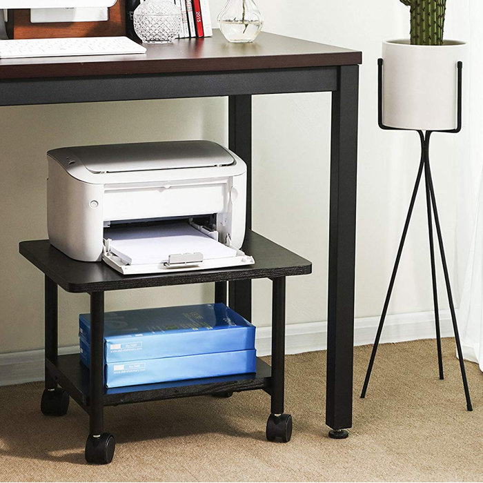 Songmics Under Desk Mobile Printer Stand With Shelf And Heavy Duty