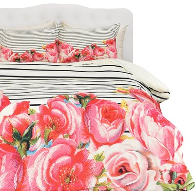 Mouton Bold Floral And Stripes Duvet Cover Set Brayden Studio Size