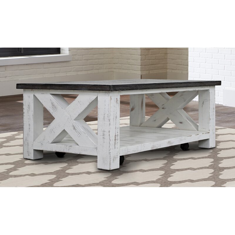 Rosecliff Heights Briony Solid Wood Coffee Table with Storage 