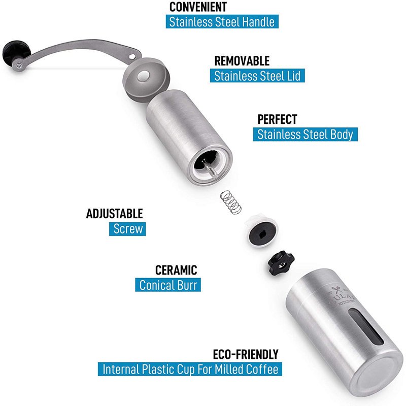 Zulay Kitchen Stainless Steel Manual Conical Burr Coffee Grinder