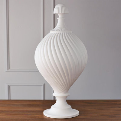 Grande Swirl Jar-Matte White