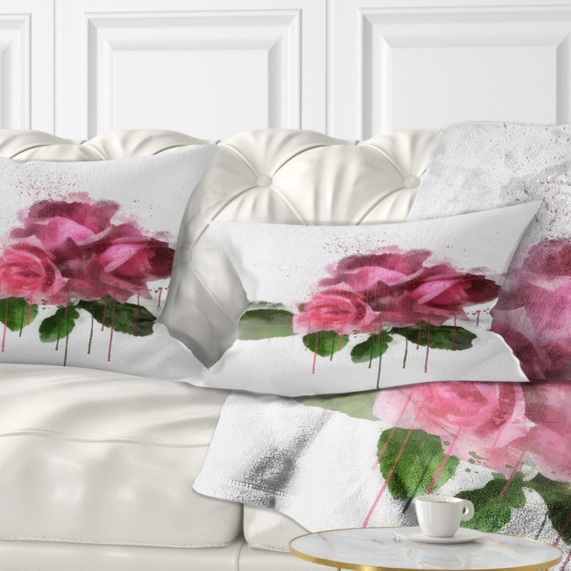 East Urban Home Floral Bunch Of Roses With Leaves Lumbar Pillow Wayfair