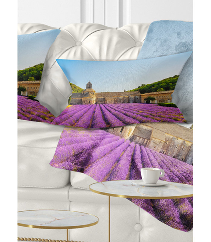 East Urban Home Landscape Wall Abbey Of Senanque Lavender Flowers Throw Pillow Wayfair