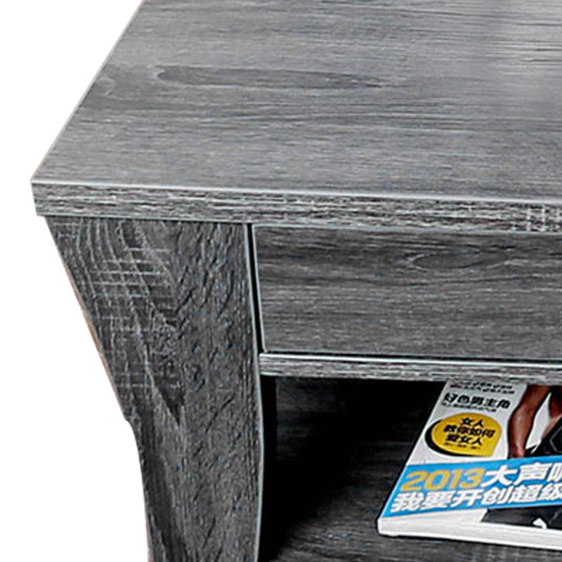 Gracie Oaks Low Rise Coffee Table With Drawers And Bottom Shelves