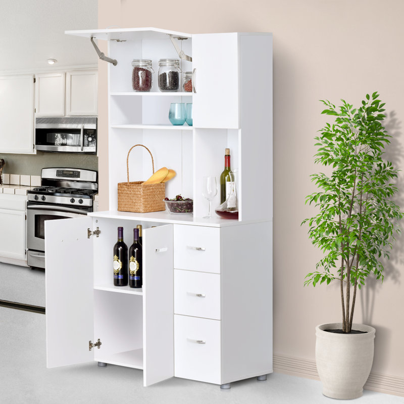 Laude Run 66 Wood Kitchen Pantry Storage Cabinet Microwave Laude Run 66 Wood Kitchen Pantry