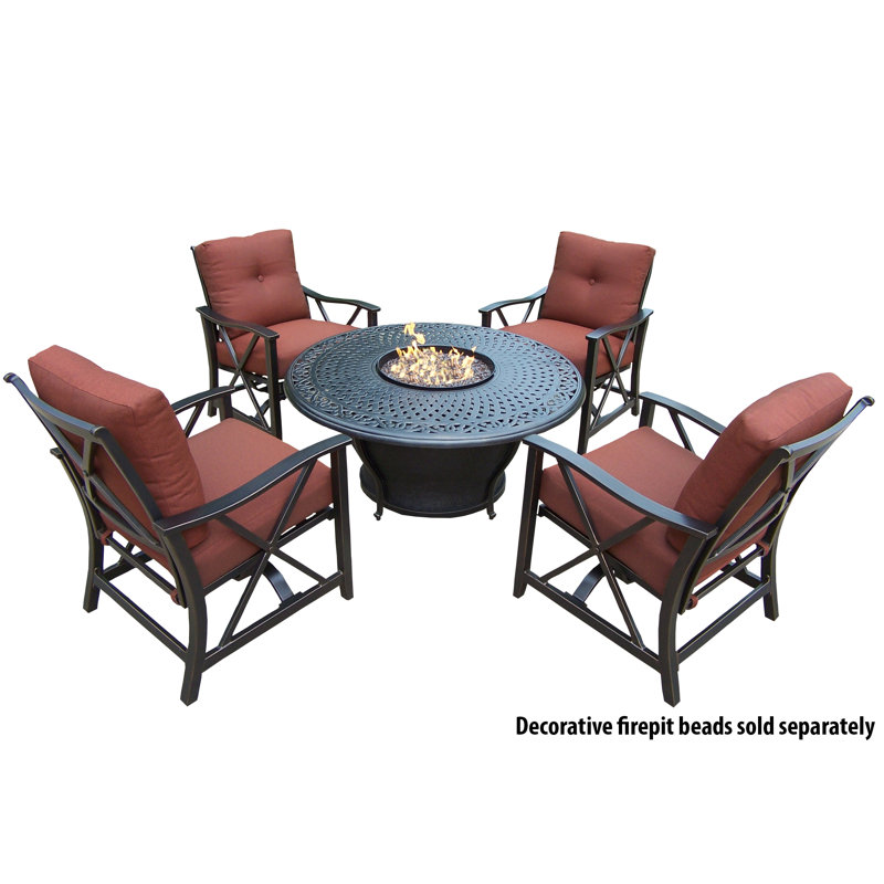 Charlton Home Zoraida Aluminum Gas Fire Pit Table And Chairs Wayfair