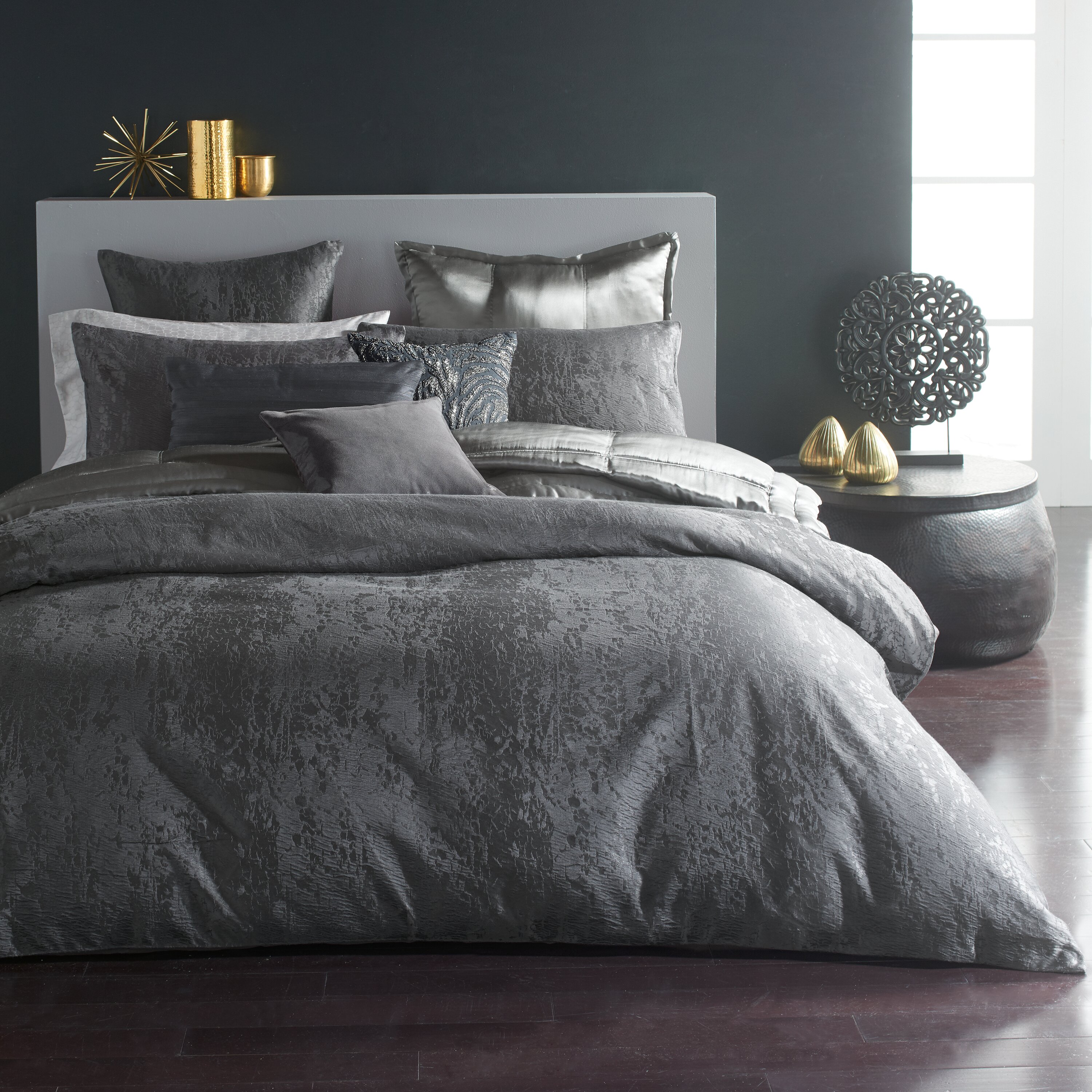 Donna Karan Moonscape Charcoal Abstract Duvet Cover Reviews Perigold