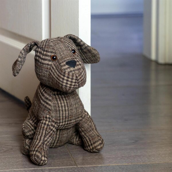 Faux Leather Brown Plush Door Stop Lovely Quality Weighty! 