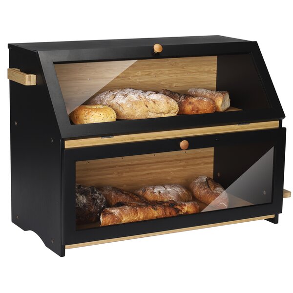 Retro Wood Mini Roll Top Loaf Bread Bin Kitchen Food Storage Box Container Grey 