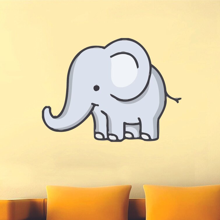 Zoomie Kids Baby Elephant Happy Adorable Cartoon Wall Decal | Wayfair