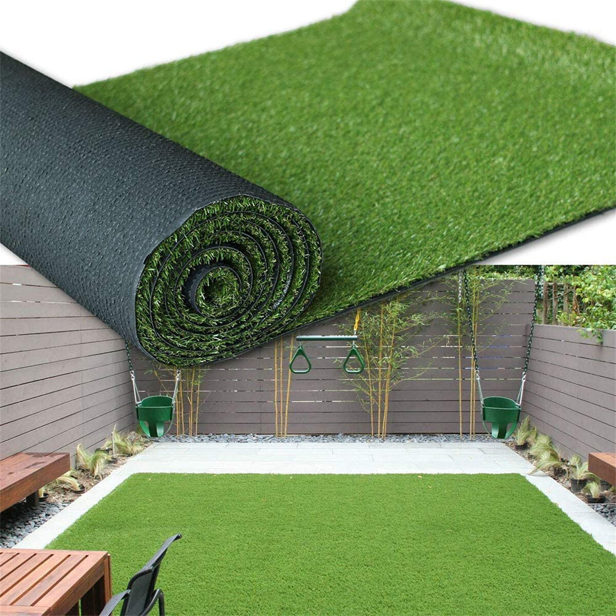 Realistic Artificial Grass Fake Faux Grass Mat Outdoor Dogs Pets Synthetic Grass 