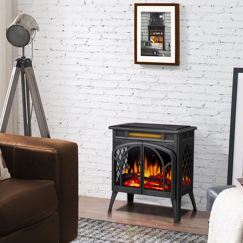 R.W.FLAME 23.5''W 500W/1500W Electric Fireplace Stove With Remote Control Finish: Black