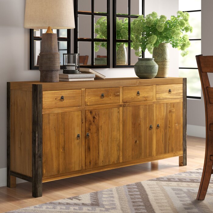 Millwood Pines Bressyln 71'' Wide 4 Drawer Pine Sideboard | Wayfair