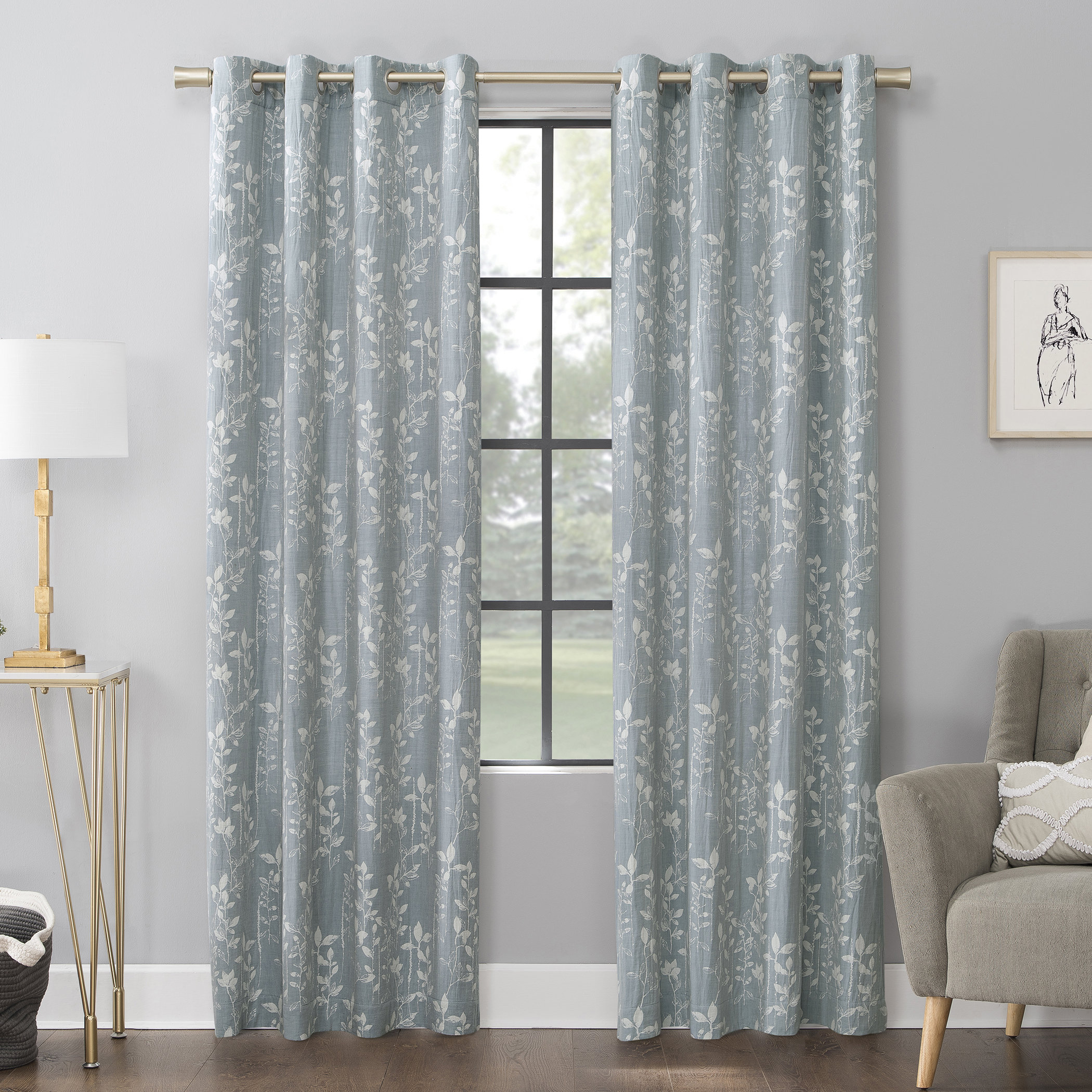 Scott Living Lotus Cotton Blend Floral Semi Sheer Grommet Single Curtain Panel Reviews Wayfair