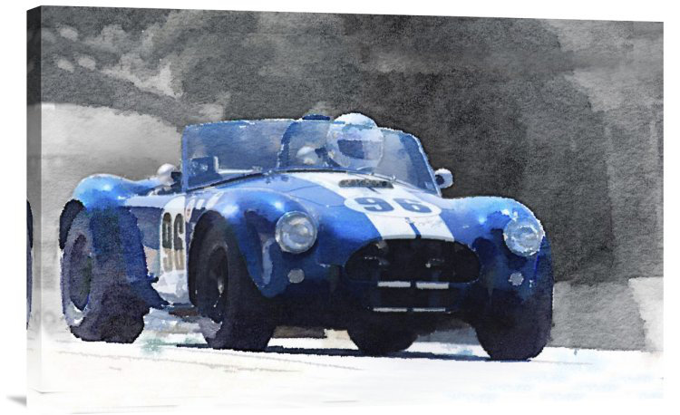 Naxart 1964 Ac Cobra Shelby Racing Watercolor Painting Print On